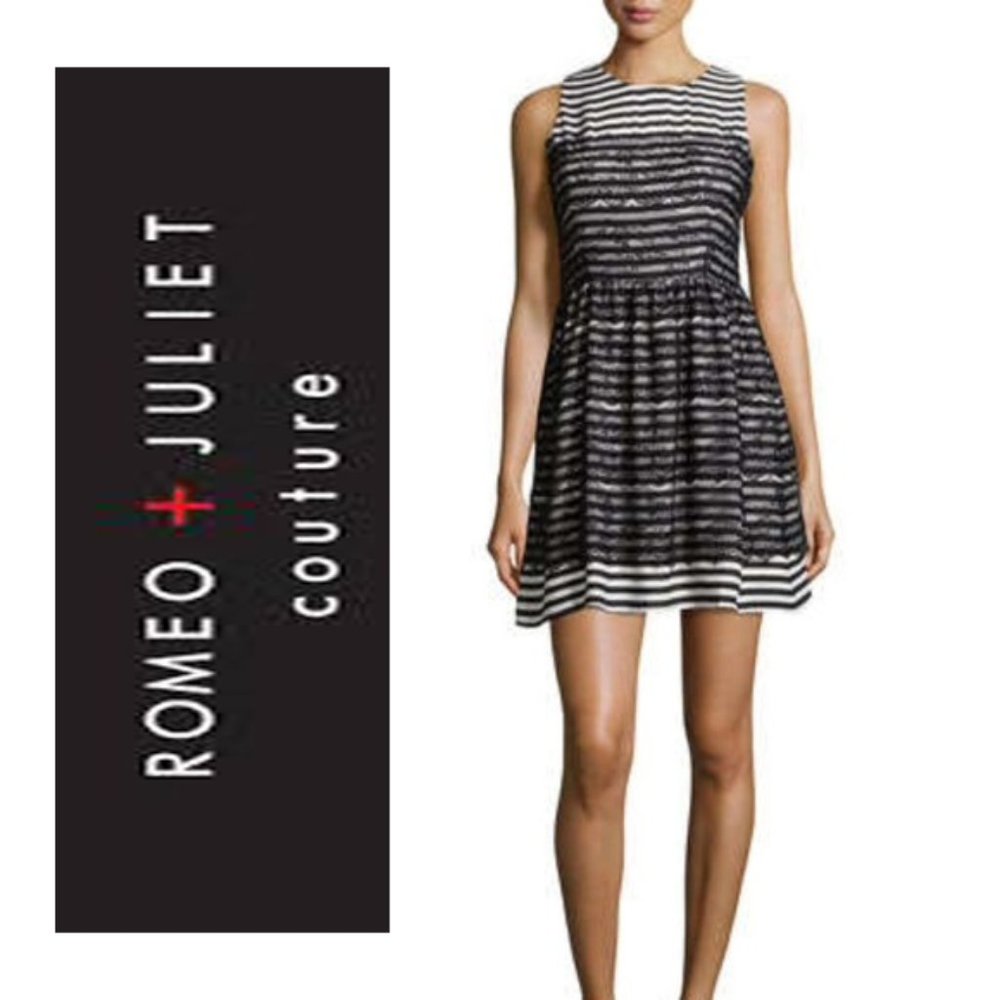 Romeo + Juliet Couture Black & White Striped Skater Dress